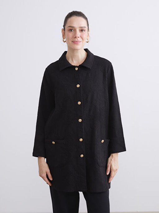 G?mlek Yaka Desenli Kad?n H?rka