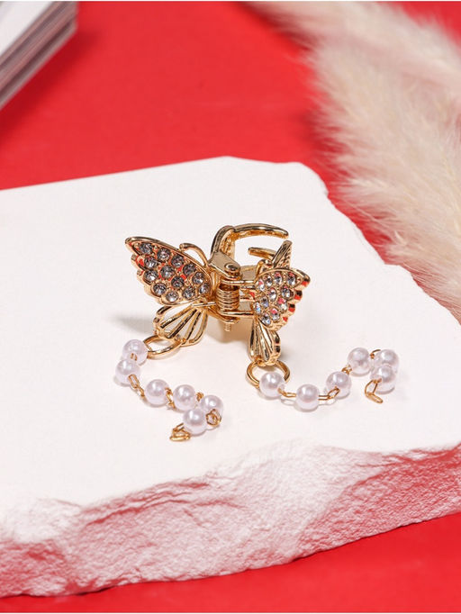 Цена за 6 шт. Крабик для волос «Милада», бусы, 2.5 см, золото