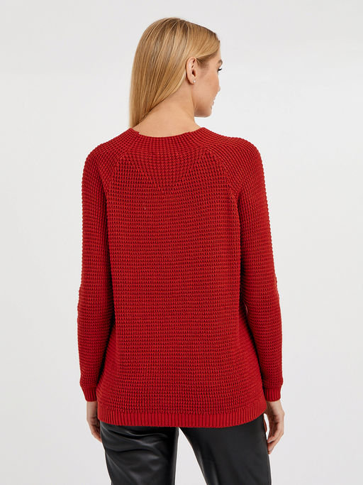 джемпер женский хлопковый в красном цвете с рукавом реглан - Glenfield фото 5