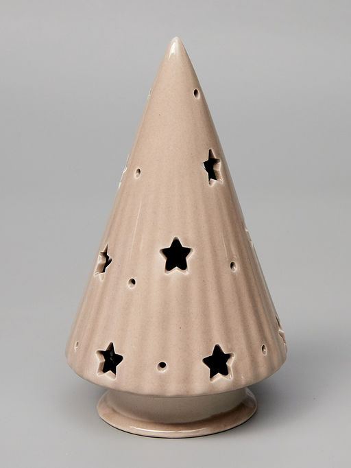 Светодиодная фигура «Ёлочка бежевая», 16.7×9.7×9.7 см, 1 LED, керамика, от батареек LR44×3, тёплый белый свет