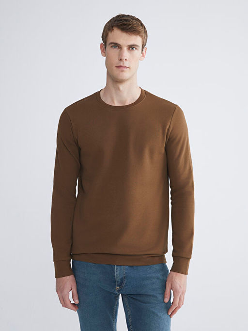 Bisiklet Yaka Erkek Kal?n Sweatshirt