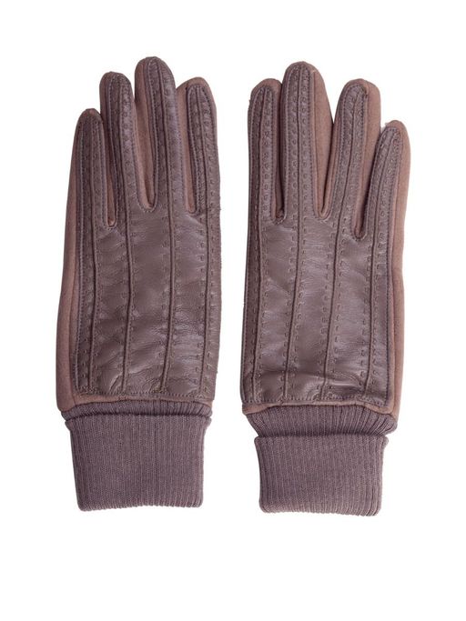 Перчатки из экокожи и шерсти