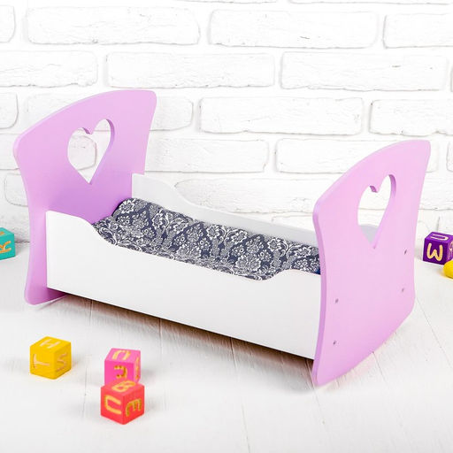 Кроватка-люлька «Сердце ангела» белый/сиреневый, МИКС