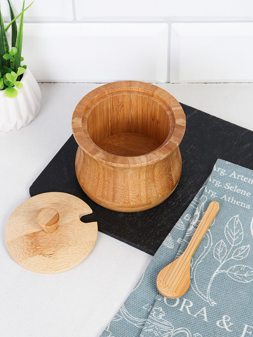 Банка для специй с ложкой 10х8,5 см / BL-100 /уп 100/ бамбук - ГалеонТрейд фото 3