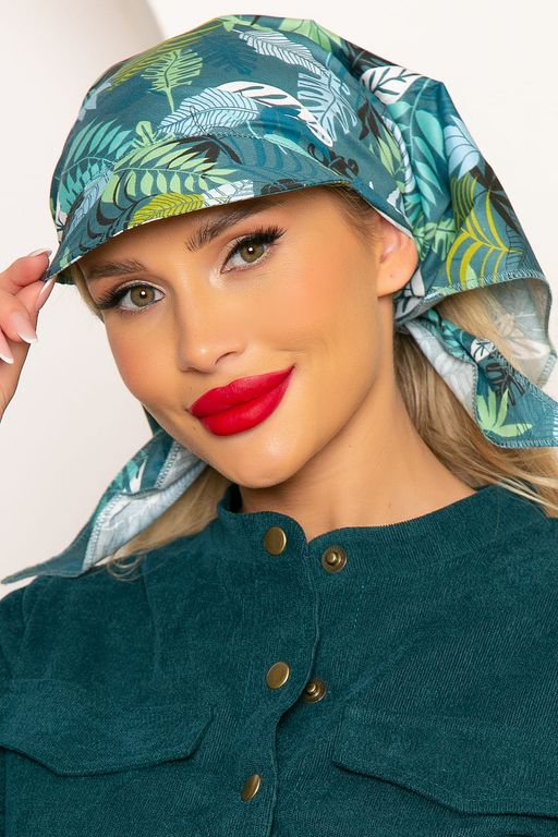 Косынка из натурального хлопка с козырьком (розы, белая) - Lt collection фото 8