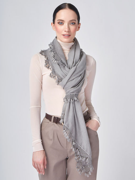 Большой, мягкий, тонкий и очень нежный двусторонний палантин с рисунком. - Tantino фото 3