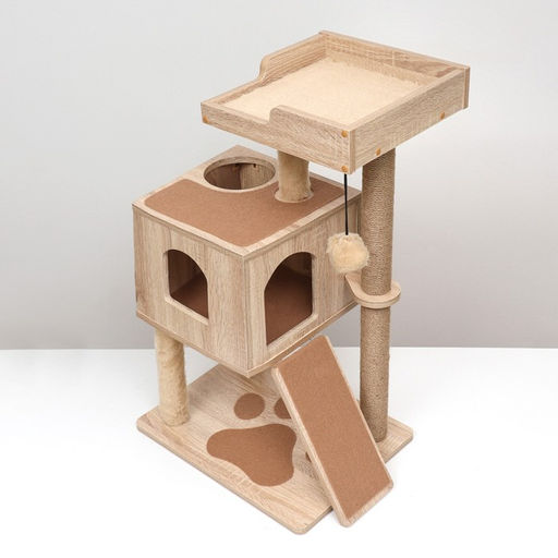 Комплекс для кошек с когтеточкой, с домиком, 58 х 54 х 87см, ЛДСП, цвет сонома - Пижон фото 4