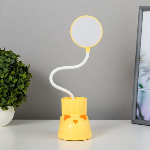 Лампа настольная «Ботинок кот» LED 3 режима 3 Вт USB органайзер желтый 8×11×31 см RISALUX