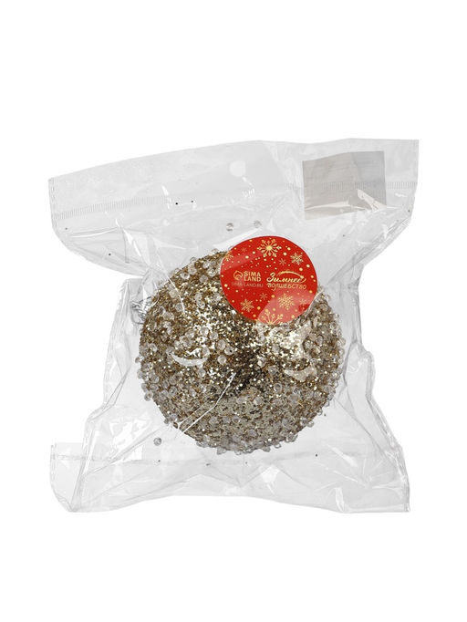 Цена за 2 шт. Ёлочный шар новогодний d=10 см Карнавал грация, золото - Зимнее волшебство фото 3