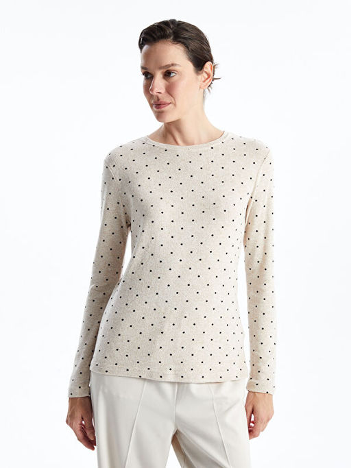 Bisiklet Yaka Puantiyeli Kad?n Ti??rt