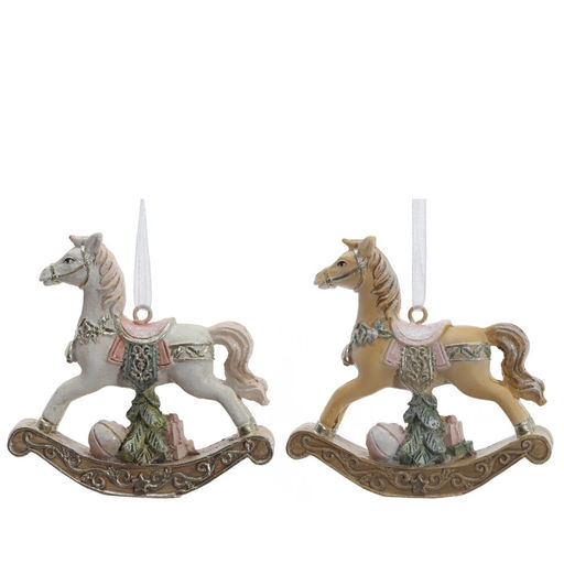 Фигурка декоративная подвесная "Лошадка-качалка", L7 W2 H7,5 см, 2в.
