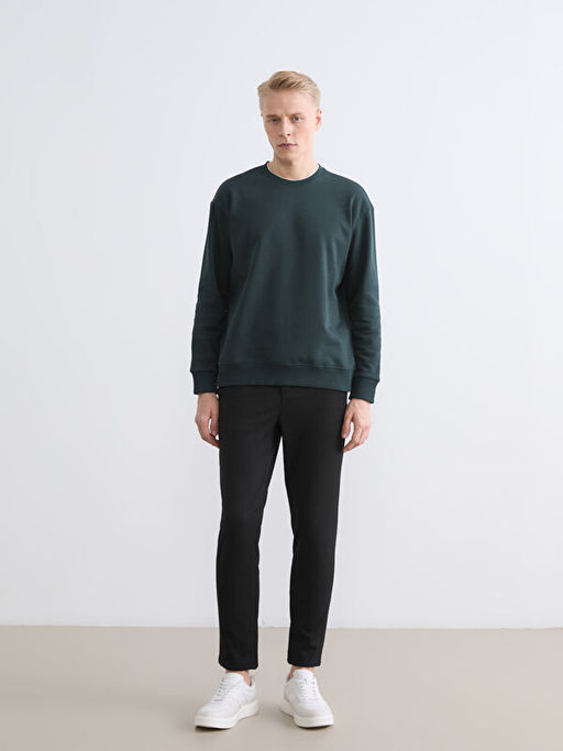 Bisiklet Yaka Erkek Kal?n Sweatshirt