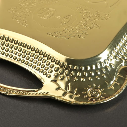 Поднос «Изобилие. Золото», 38×25×2.7 см, с ручками, нержавеющая сталь, золотистый