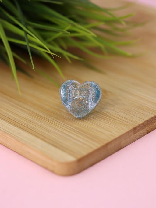 Кольцо акриловое GIRLY "Blue heart", blue (d=1,7 см)