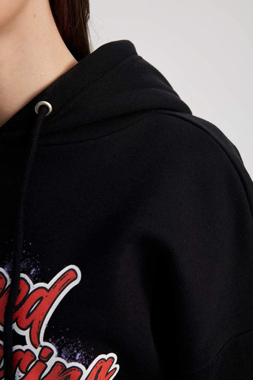 Толстовка с капюшоном и принтом Cool Oversize - Defacto фото 8