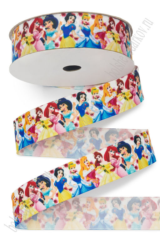 Лента репсовая 2,5 см с рисунком Парад принцесс SF-1734