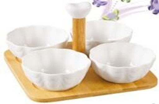 Менажница 4 штуки / JD7017 /уп 24/ на деревянной подставке - Галеонтрейд фото 2