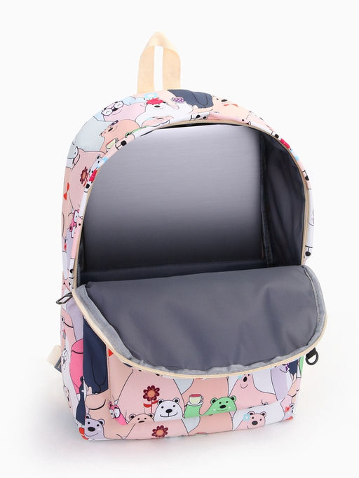 Набор: рюкзак школьный и пенал, с карманами, с принтом, размер 29?12?41 см, розовый/разноцветный