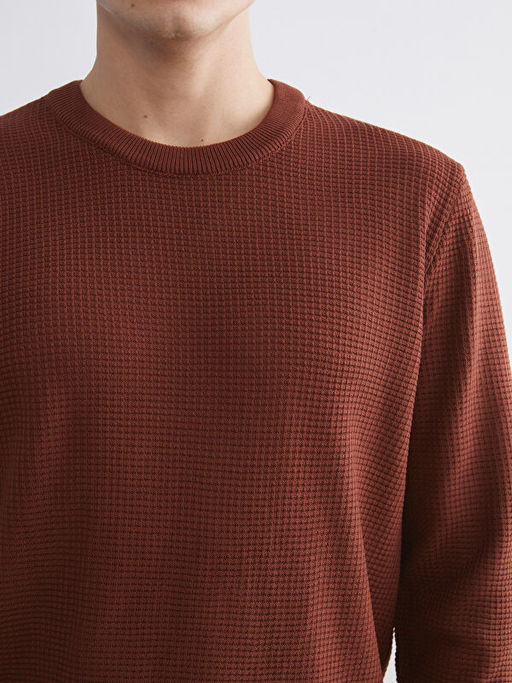 Bisiklet Yaka Kareli Erkek Triko Kazak