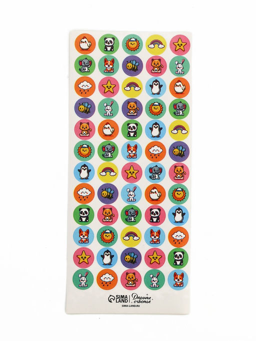 Цена за 3 шт. Наклейки детские оценки «Животные», 7×16 см, 10 листов