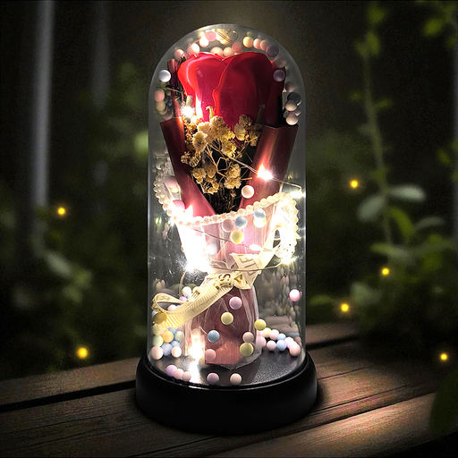 Светильник "Необыкновенная роза" в коробке (красный)