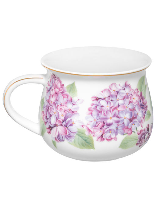 Кружка 250 мл 11,5*9*7 см "Сирень" бочонок, фарфор NEW BONE CHINA