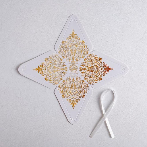 Цена за 5 шт. Коробка бонбоньерка, упаковка подарочная, «Роскошь золота», 7 х 7 х 7.5 см