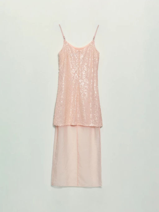 Двуслойное платье миди с пайетками / Zarina