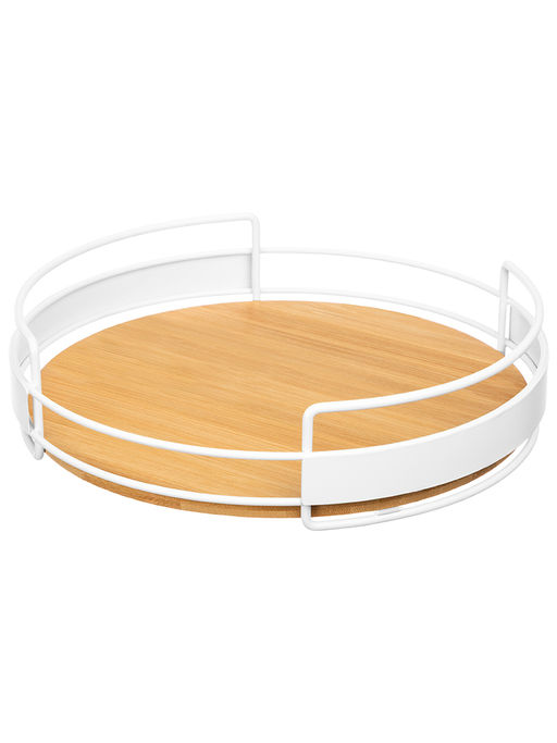 Поднос 27*27*6,5 см с металлическими ручками, круглый, бамбук - Elan gallery фото 3