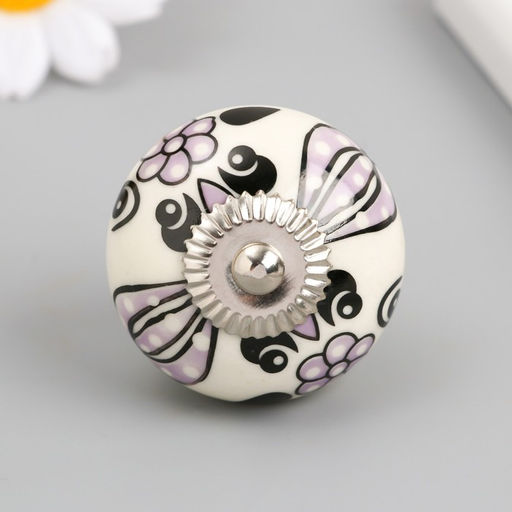 Ручка для шкатулки керамика, металл «Сиреневые цветы», 4.1×4.1×6 см