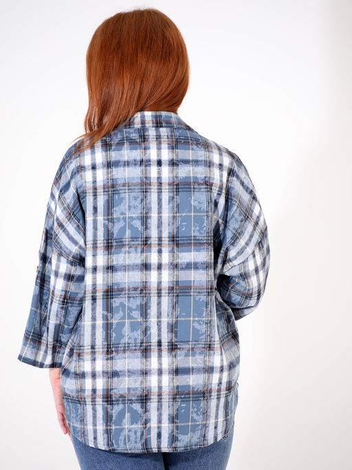Синяя рубашка в клетку - Almond фото 6