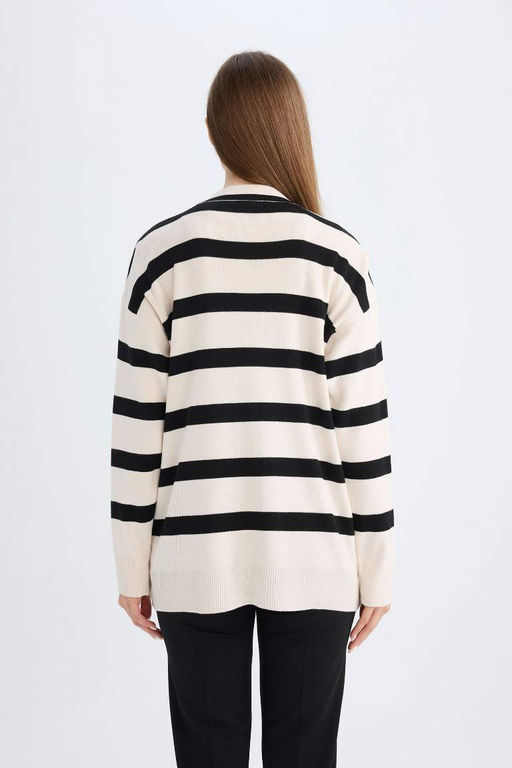 Кардиган стандартного кроя с V-образным вырезом - Defacto фото 6