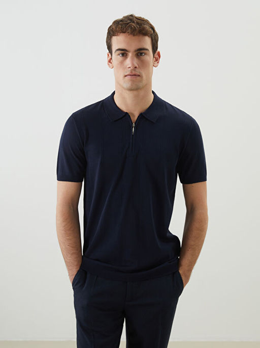 Polo Yaka K?sa Kollu Erkek Triko Kazak