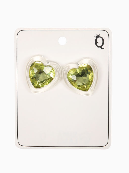 Серьги "Кристалл" сердце, цвет прозрачно-св.зелёный