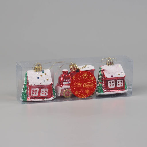 Цена за 2 шт. Ёлочные игрушки 3 шт. Зимнее волшебство. Карнавальный пластик, 66 см, красный фото 2