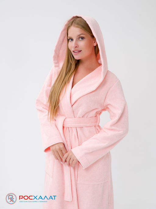 Женский халат с капюшоном розовый МЗ-06 (7)