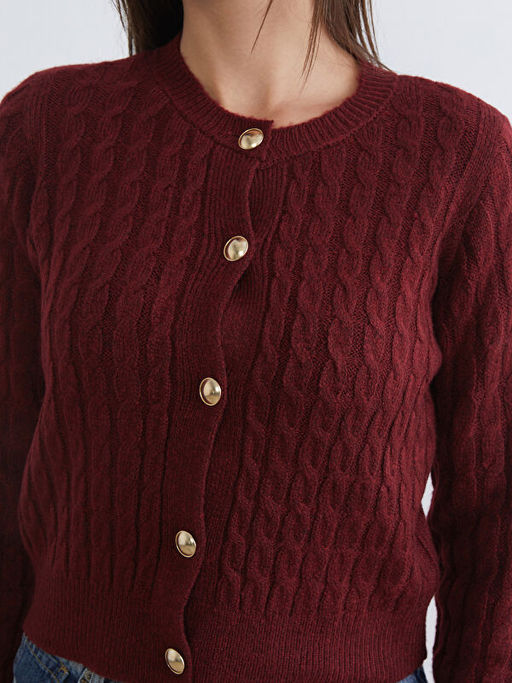 Bisiklet Yaka Kendinden Desenli Kad?n Triko H?rka