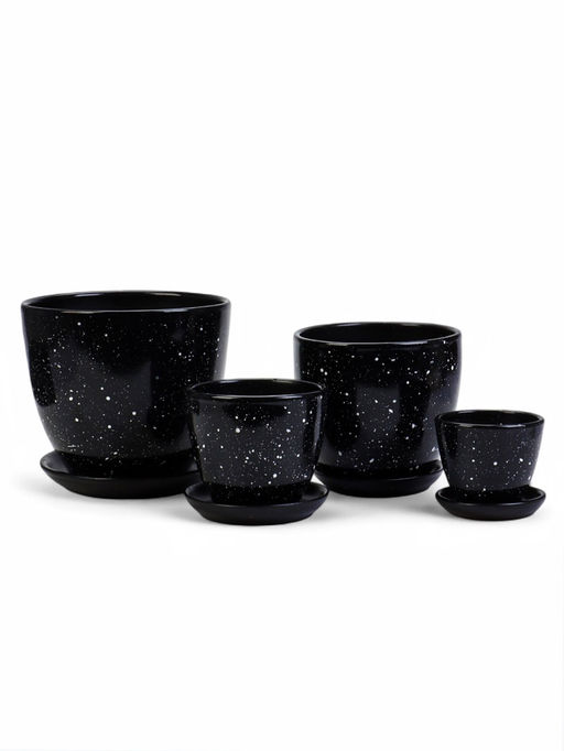 Горшок для цветов Гранит, керамика, с поддоном, набор 4 шт.: 400 мл, 1 л, 2.5 л, 5 л