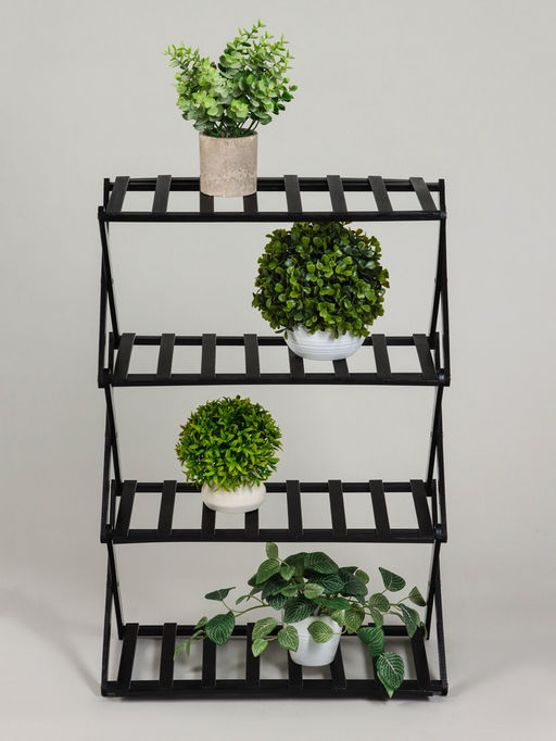 Стеллаж универсальный, 4 полки, 50×25×68 см, напольный, открытый, чёрный, Greengo