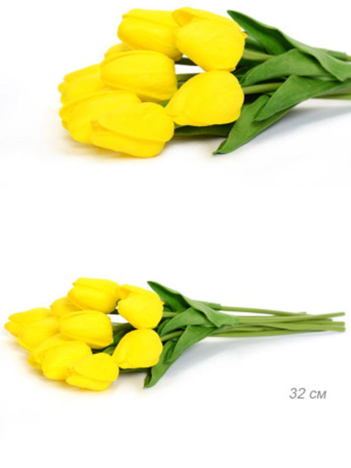 Цветок искусственный Тюльпан 30 см желтые / 1205 /уп 10/200/1200/ латэкс - Галеонтрейд фото 6