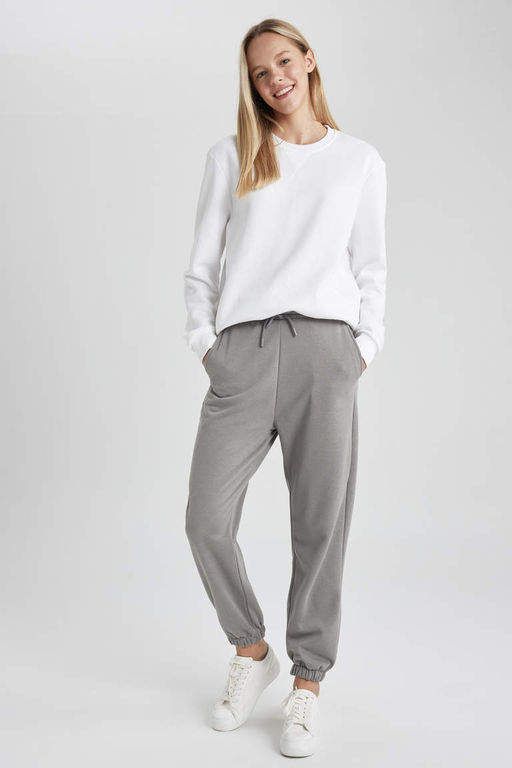 Длинные спортивные штаны из плотной ткани стандартного кроя Jogger с эластичной окантовкой - Defacto фото 3