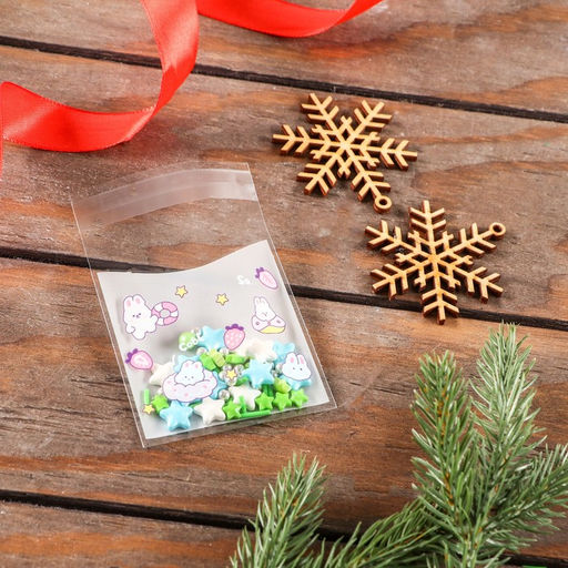 Цена за 100 шт. Пакет БОПП с липкой лентой, «Корейский стиль», 7×7+3 см МИКС