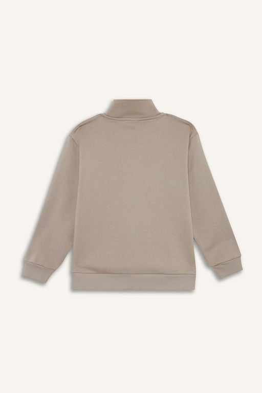 Yar_m Fermuarl_ __i Yumu_ak T_yl_ Bask_l_ Sweatshirt Erkek _ocuk - Defacto фото 9