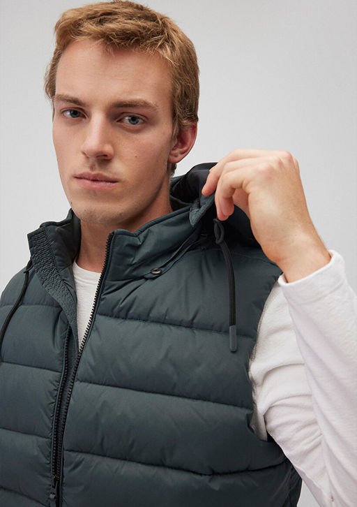 Kapusonlu Yesil Sisme Yelek - Mavi фото 5