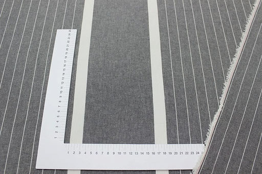 Вареный (стираный) хлопок Полосы (цв.молочный) на т.сером меланже, СОРТ2, ш.2.5м, хл-100% - Купава фото 6