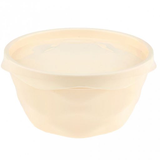 Салатник пластмассовый Modena 0,75л, д15,2см, h7,7см, с крышкой, пищевой полипропилен, светло-бежевый (Россия)