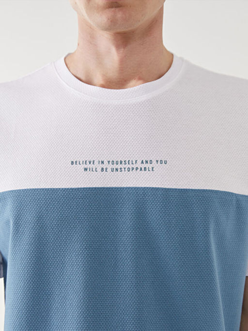 Bisiklet Yaka K?sa Kollu Renk Bloklu Erkek Ti??rt