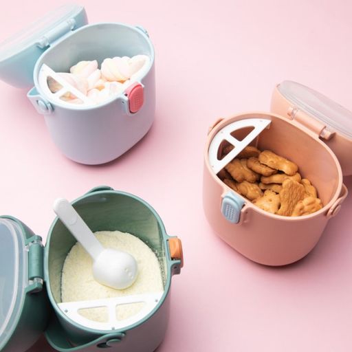Контейнер для хранения детского питания 450 мл., с ложкой, цвет голубой - Крошка я фото 6