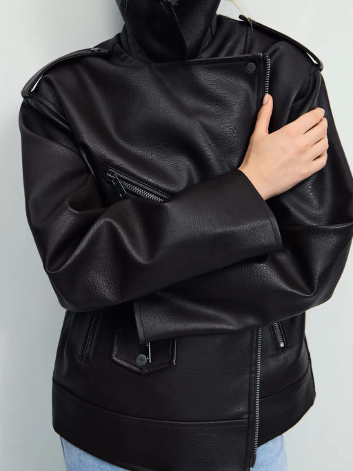 Куртка-косуха прямого силуэта из искусственной кожи / Zarina  фото 3