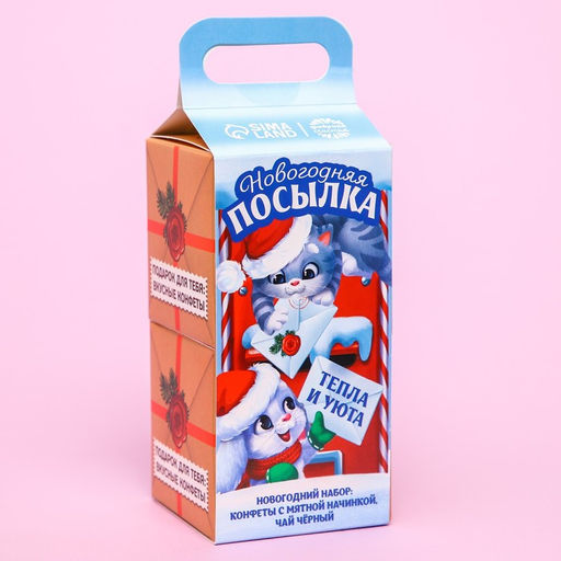Набор Новогодняя посылка: чай чёрный, 50 г., конфеты, вкус: мята, 100 г. - Фабрика счастья фото 2